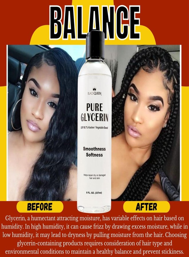 بلاك كوين جلسرين نباتي نقي 100% من بلاك كوين - درجة USP و كوشير، صنع في الولايات المتحدة الأمريكية - مرطب للشعر والبشرة للشعر من النوع 4C والبشرة الجافة ومستحضرات التجميل المنزلية (8 أونصة (عبوة من قطعتين)) - Image 4